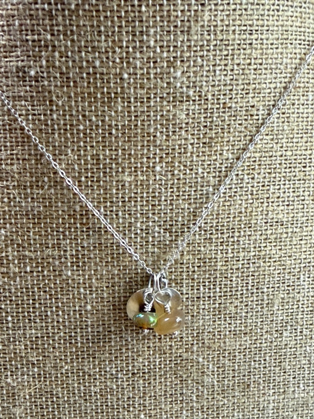 Sterling Silver Brown Agate & Opal Charm Necklace sterling 925 India